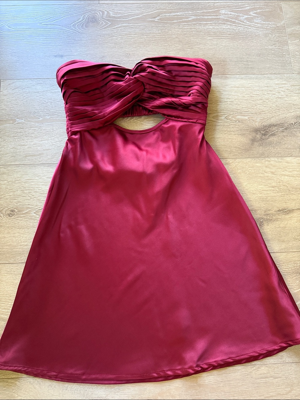 Princess Polly Strapless Twist-Front Burgundy Mini Dress